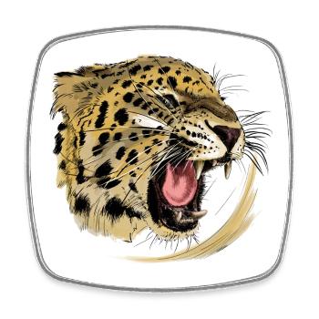 Wildes Raubtier-Design mit Leopardengesicht - Viereckiger Kühlschrankmagnet - Weiß - Vorne