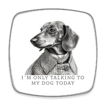 I’m Only Talking to My Dog – Retro Dackel - Viereckiger Kühlschrankmagnet - Weiß - Vorne