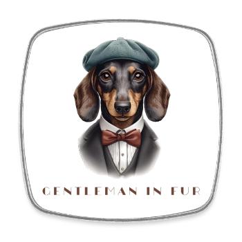 Gentlemen in Fur – Retro Dackel im Anzug - Viereckiger Kühlschrankmagnet - Weiß - Vorne