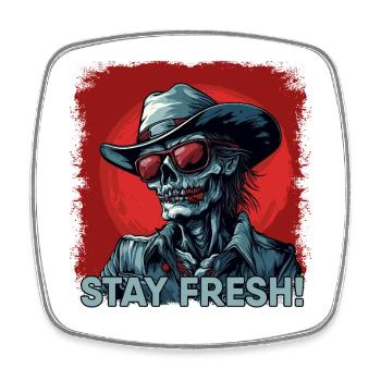 Zombie Cowboy mit Spruch - Viereckiger Kühlschrankmagnet - Weiß - Vorne