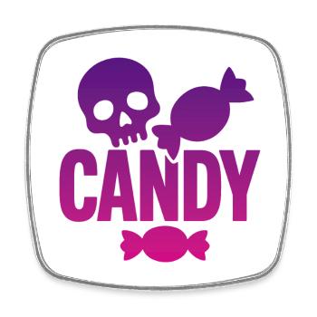 Skeleton and Whimsical Candy - Square fridge magnet - white - Front