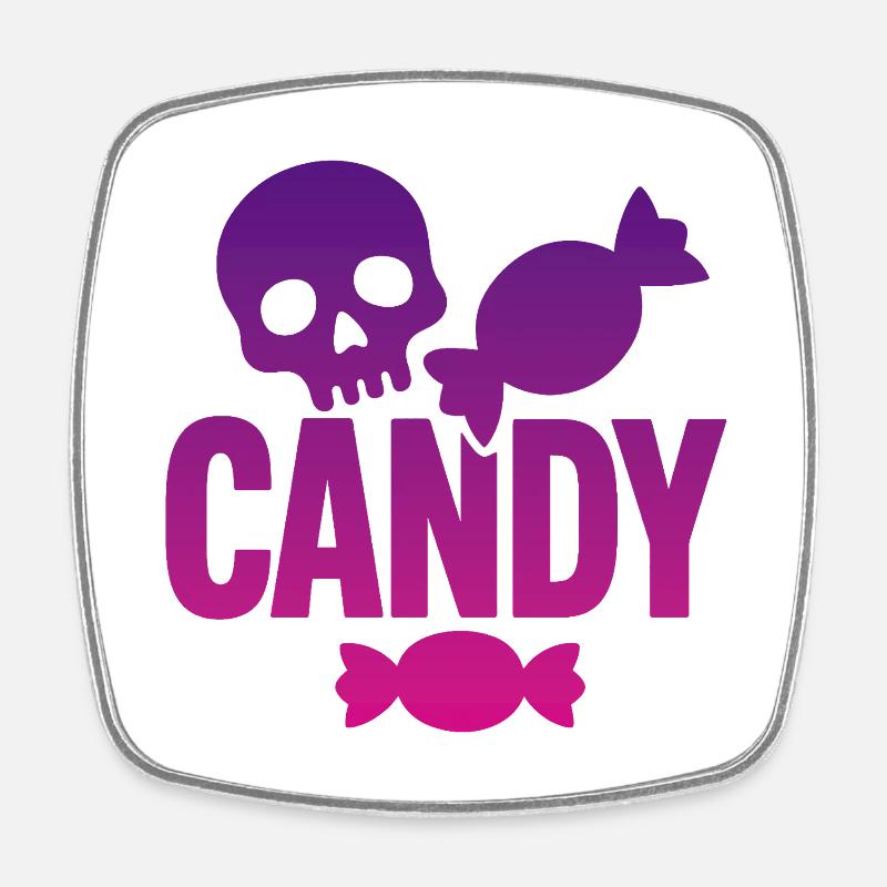 Skeleton and Whimsical Candy - Square fridge magnet - white