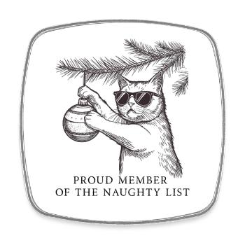 Naughty List Cat – Vintage Xmas Shirt - Viereckiger Kühlschrankmagnet - Weiß - Vorne