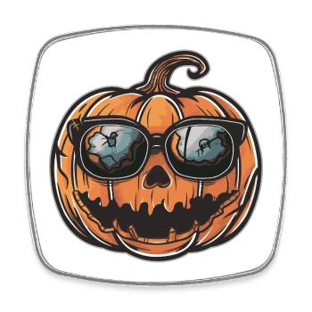 Cool Halloween pumpkin - Square fridge magnet - white - Front