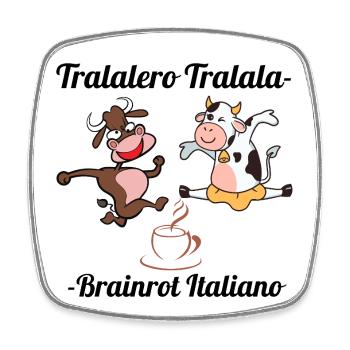 Cheerful cows and bull on coffee background - Square fridge magnet - white - Front