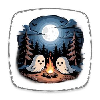 Boo Camper Hiker Ghost Bonfire Halloween Camping - Viereckiger Kühlschrankmagnet - Weiß - Vorne