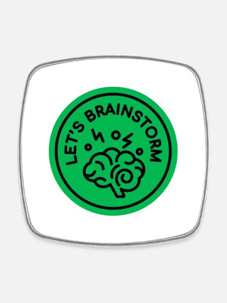 Creative Brain with Motivational Slogan - Square fridge magnet - white