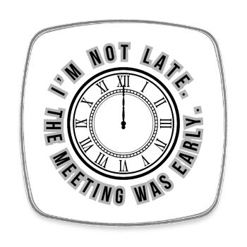 Humor English Clock in Satirical Style - Square fridge magnet - white - Front