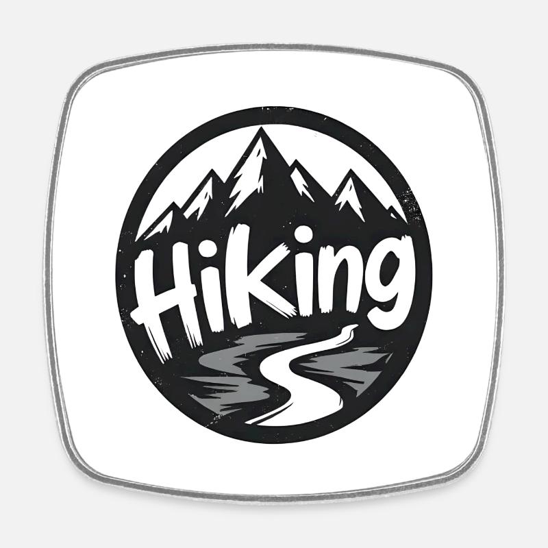 Adventurous mountain hiker eye-catcher - Square fridge magnet - white
