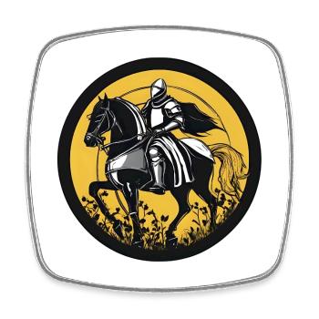 Ritter auf Pferd mit Mondhintergrund - Viereckiger Kühlschrankmagnet - Weiß - Vorne