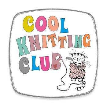 Cool Knitting Club - Viereckiger Kühlschrankmagnet - Weiß - Vorne