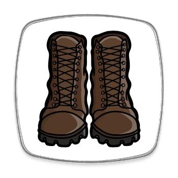 Klassische Wander-Retro-Stiefel Illustration - Viereckiger Kühlschrankmagnet - Weiß - Vorne