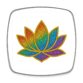 Glitzernder Regenbogen Lotus - Viereckiger Kühlschrankmagnet - Weiß - Vorne