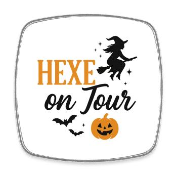 Sorcière sur la coupe d’automne d’Halloween - Magnet carré - blanc - Devant