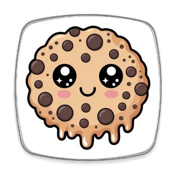 Biscuit kawaii aux pépites de chocolat - Magnet carré - blanc - Devant