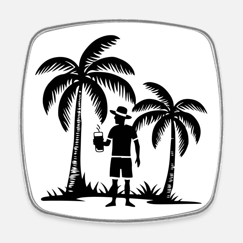 Vacances Plage Palmiers - Magnet carré - blanc