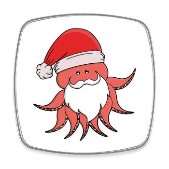 Festliches Oktopus-Weihnachtsmann-Design - Viereckiger Kühlschrankmagnet - Weiß - Vorne
