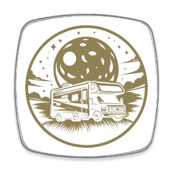 Wohnmobil Silhouette Camping - Viereckiger Kühlschrankmagnet - Weiß - Vorne