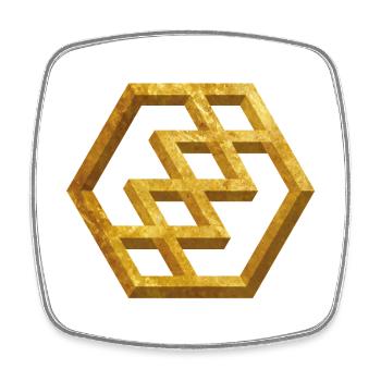 Goldenes Geometrisches Muster - Viereckiger Kühlschrankmagnet - Weiß - Vorne