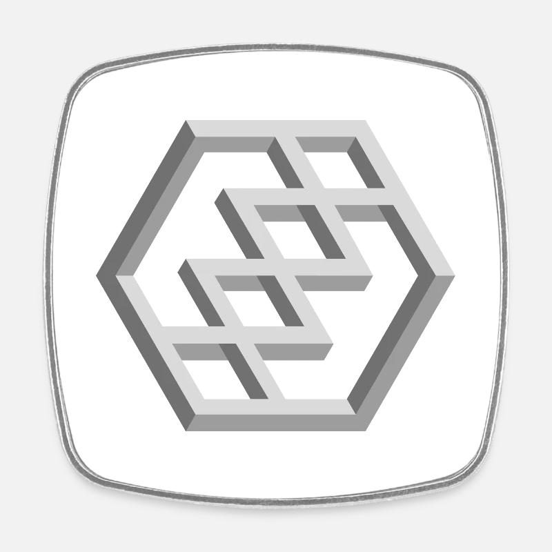 Futuristic Geometry Pattern - Square fridge magnet - white