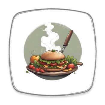Hearty vegetable burger with fresh ingredients - Square fridge magnet - white - Front