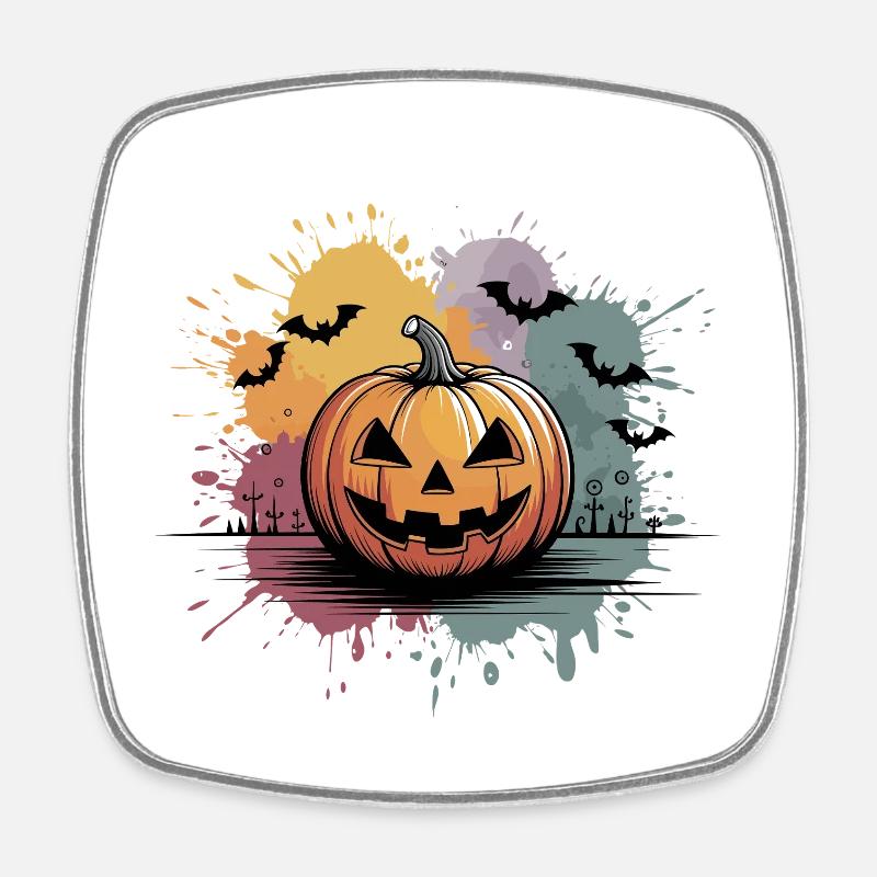 Halloween pumpkin lantern with face design - Square fridge magnet - white