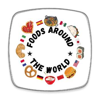 Food from all over the world - Square fridge magnet - white - Front