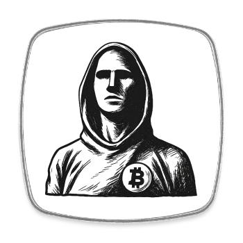 Hacker anonyme avec logo Bitcoin - Magnet carré - blanc - Devant