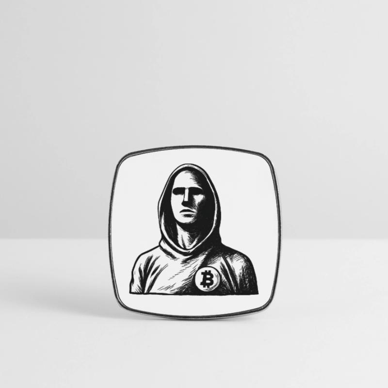 Hacker anonimo con logo Bitcoin Calamita quadrata da frigo