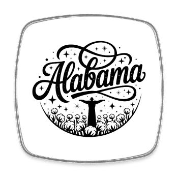 Alabama – Souvenir-Design des US-Bundesstaates - Viereckiger Kühlschrankmagnet - Weiß - Vorne