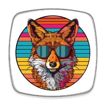 Retro Sonnenbrillen Fuchs Illustration - Viereckiger Kühlschrankmagnet - Weiß - Vorne