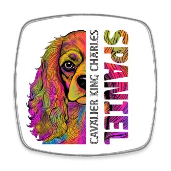 Cavalier King Charles Spaniel - Viereckiger Kühlschrankmagnet - Weiß - Vorne