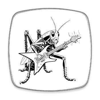 Gitarrist von Grasshopper - Viereckiger Kühlschrankmagnet - Weiß - Vorne