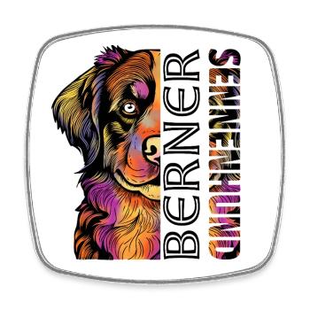 Colourful Bernese Mountain Dog - Square fridge magnet - white - Front