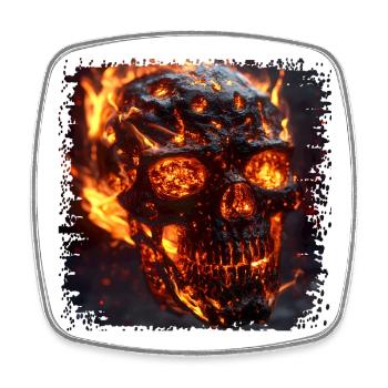 Motif de tête de lave ardente - Magnet carré - blanc - Devant