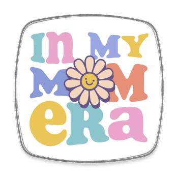 In My Mom Era – Retro Pastell mit Blume - Viereckiger Kühlschrankmagnet - Weiß - Vorne