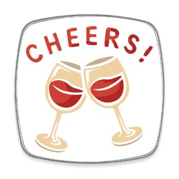 Cheers! Zwei Weingläser - Viereckiger Kühlschrankmagnet - Weiß - Vorne