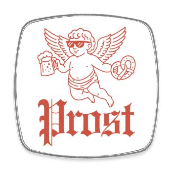 Prost – Bayerischer Engel - Viereckiger Kühlschrankmagnet - Weiß - Vorne
