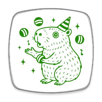 Party Capybara – Juggling Fun - Square fridge magnet - white - Front