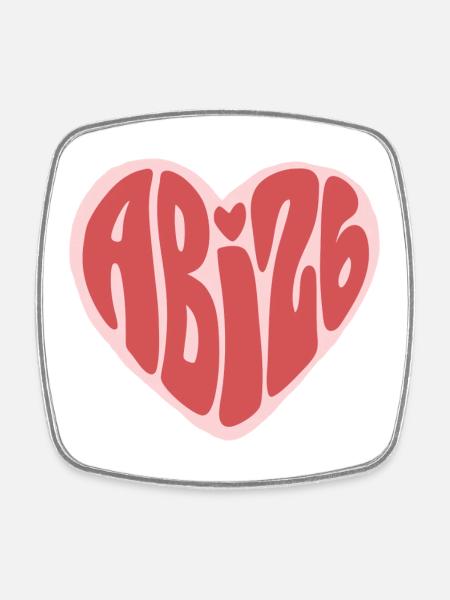 Abi 26 – Herzschrift - Viereckiger Kühlschrankmagnet - Weiß