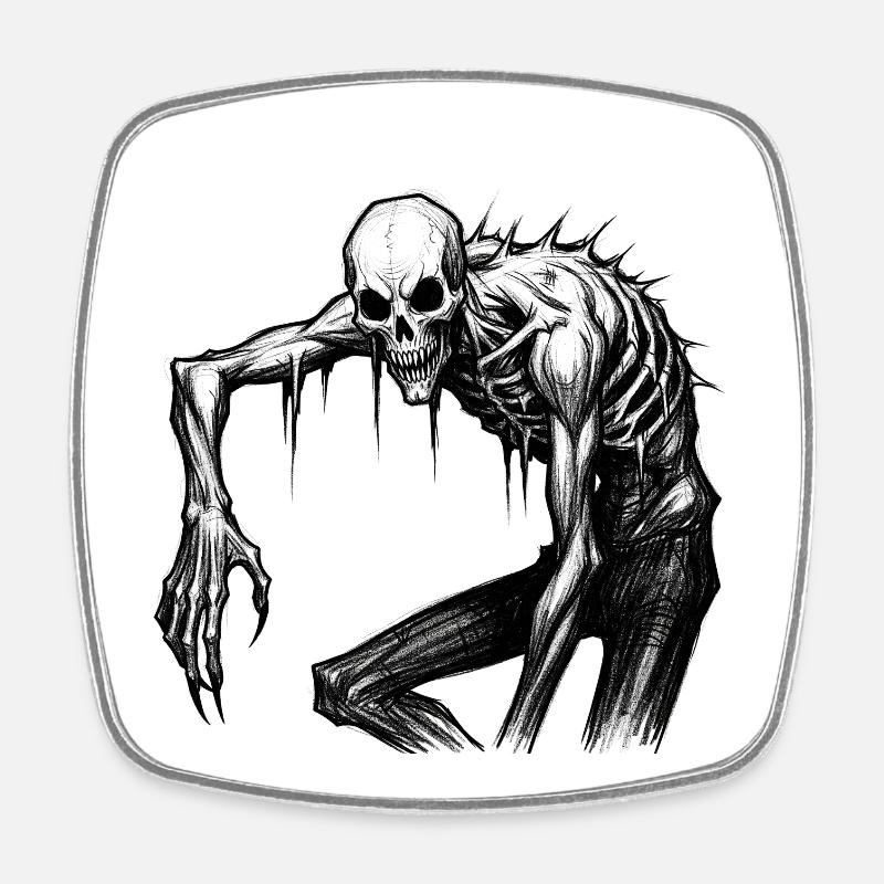 Nightmare Spooky Skeleton Masquerade - Square fridge magnet - white