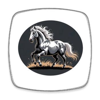Elegant Silver Trotting Tinker Stallion - Square fridge magnet - white - Front