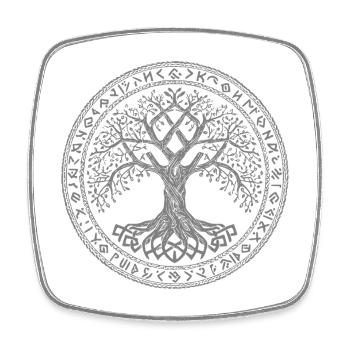 Baum des Lebens Symbol Runen Wikinger - Viereckiger Kühlschrankmagnet - Weiß - Vorne