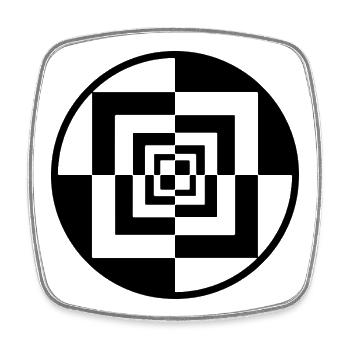 Hypnotischer Schachbrett-Tunnel - Viereckiger Kühlschrankmagnet - Weiß - Vorne