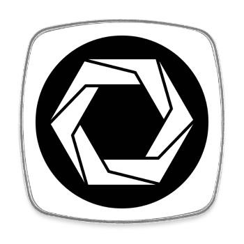 Geometrisches Blendensymbol - Viereckiger Kühlschrankmagnet - Weiß - Vorne