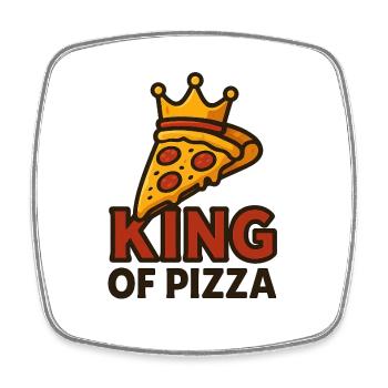 King of Pizza with Crown - Square fridge magnet - white - Front