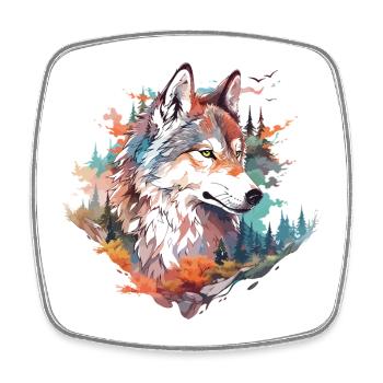 Wolf Wolf's Head Forest Nature Mountains Wilderness Colorful - Square fridge magnet - white - Front