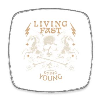 Living Fast Dying Young Skull Design - Square fridge magnet - white - Front