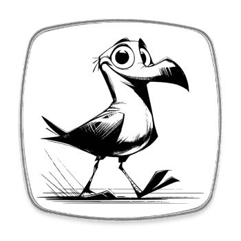 Bird flutterman with seagulls clown DNA - Square fridge magnet - white - Front