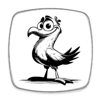 Comedy bird laugh guarantee with beak - Square fridge magnet - white - Front